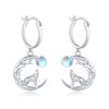 Wolf Earrings for Women S925 Sterling Silver Moonstone Celtic Wolf