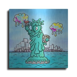 Luxe Metal Art 'The Statue Of Flooberty' by Matt Wills Metal Wall Art, 24" x 24"