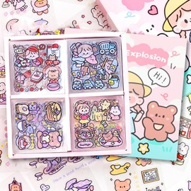 600+ Pieces/100 Sheets Kawaii Stickers, Cartoon Stickers, Cute Cartoon Stickers, Cute Stickers, Girls for Decorating Diaries, Notepads, Mobile Phones, Laptops, DIY Scrapbooking Album