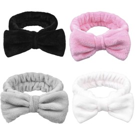 4 Pieces Of Coral Velvet Bow Headbands, Skin Care Headbands, Makeup Headbands, Spa Headbands, Face Wash Headbands, Women’S Hairbands