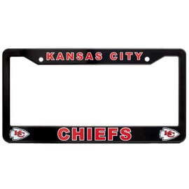 EliteAuto3K License Plate Frame Cover for Kansas City Chief Fans – Black – 12.25” x 6.25” - Ideal Gift for Sports Fans & Supporters – Slim Design