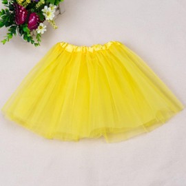 Wgudzpj 2-8Years Girls Tutu Classic Elastic 3 Layered Tulle Skirt Tutu for Toddler Girl (Yellow)