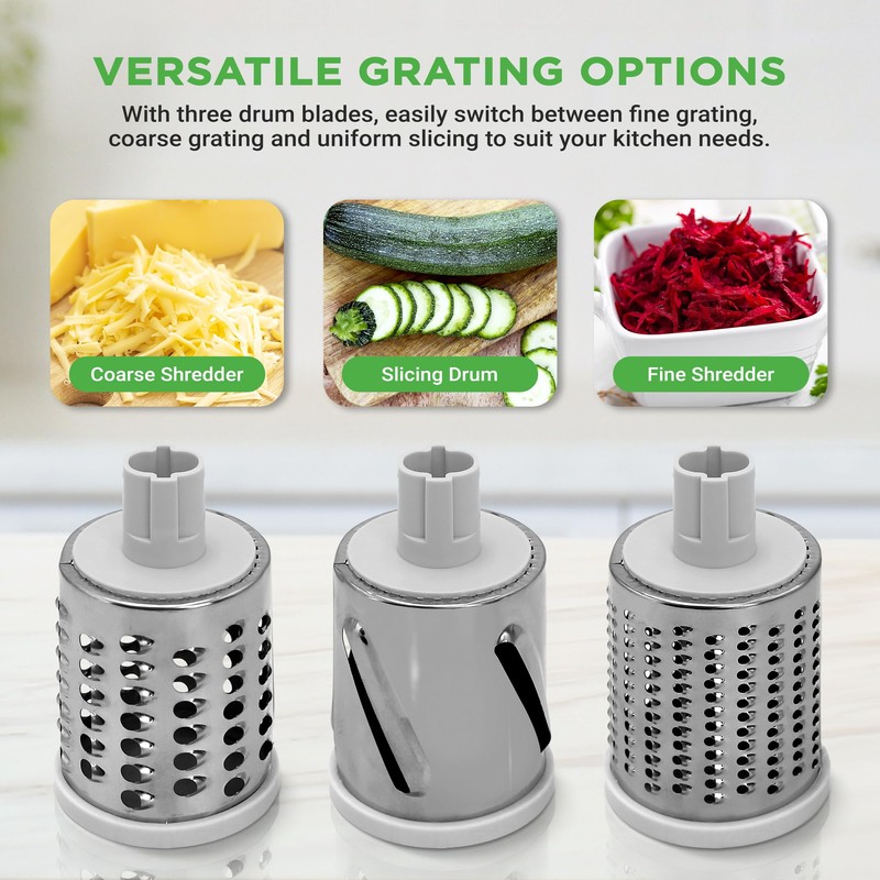 Nutrichef 3 in 1 Cheese Grater & Shredder | Strong