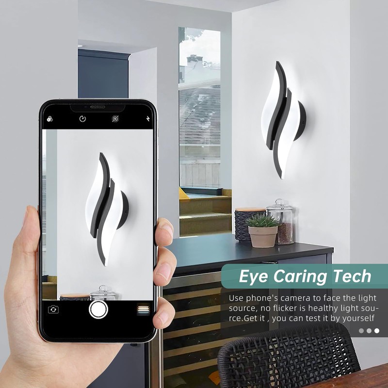 CANEOE Modern LED Wall Sconce 6000K Black Indoor Wall Light