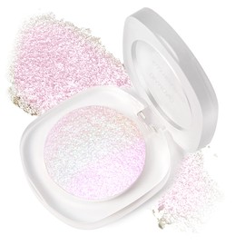 Wugbc Pink Highlighter Makeup Face Glitter Eyeshadow, Diamond iluminadores de maquillaje Holographic Chameleon Chrome Color Shift Shimmer Eyes Highlighter Customizable Luminous Palette