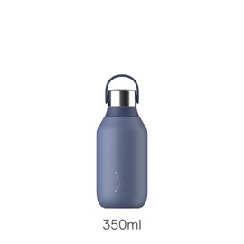 Chilly's Series 2 Water Bottle - Stainless Steel Thermal Bottles with Double Wall Vacuum, Soft Collar & Carry Loop - Whale Blue, 350ml
