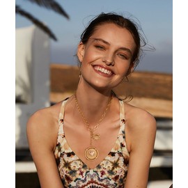 CLASSYZINT Gold Chunky Chain Necklaces for Women Trendy Link Heart Pendants Choker Necklaces