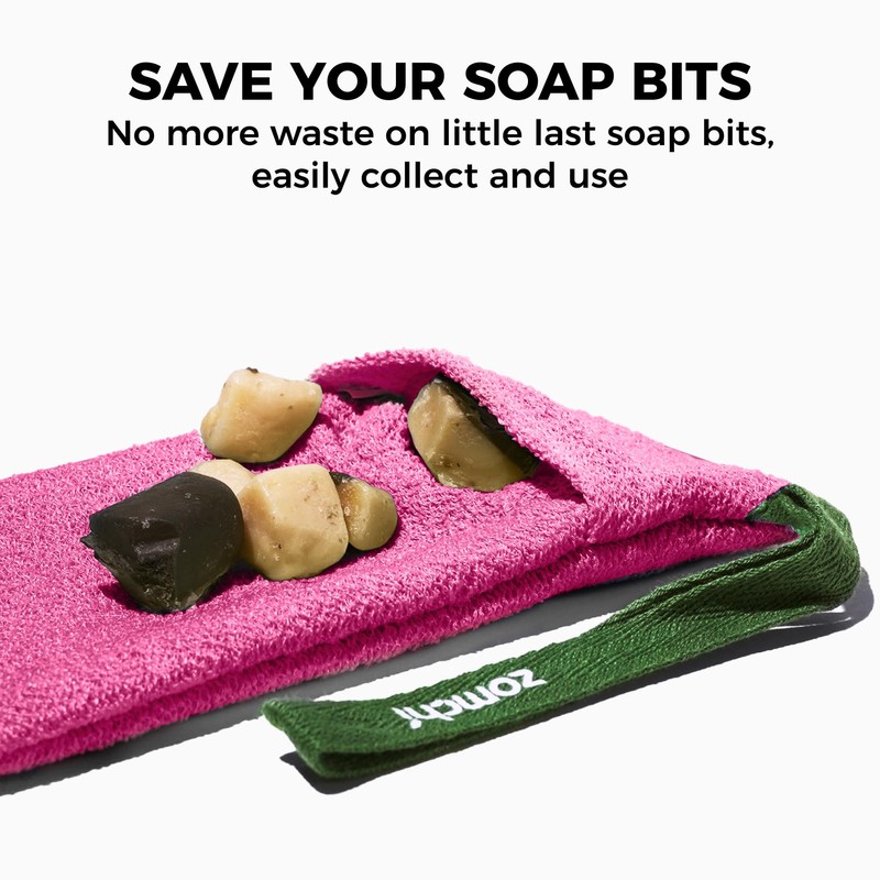 ZOMCHI Bar Soap Saver Bag with Different Roughness, Exfoliating Soap