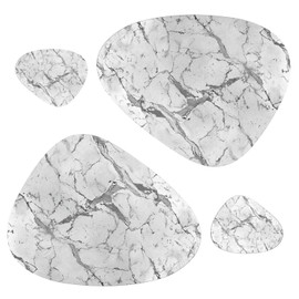 Eizlang Marble Faux Leather Placemats and Coasters Set Oval Leather for Dinner Table Mats Heat-Resistant Non-Slip Washable Waterproof Coffee Mats White