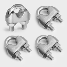 Jamiikury 24pcs M4 Wire Rope Clamp, 5/32 inch Cable Clamps Stainless Steel Wire Rope Clips