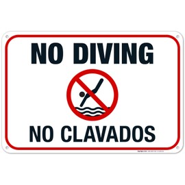 Sigo Signs, Bilingual No Diving Pool Sign, English Spanish, 12x18 Inches, 55 mil Thick HDPS (high Density polystyrene), Made in USA