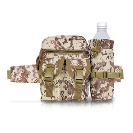 FuninCrea Bum Bag Tactical Belt Bag with Removable Water Bottle Bag, Waterproof Waist Bag with Multiple Pockets and Adjustable Waist Belt for Hiking Cycling Running, Camouflage 2, Modern