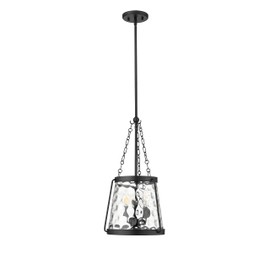 ML Lighting | Adabella Collection | 20403-MB | 3 Light Pendant in Matte Black Finish with Clear Hammered Glass Shade | Perfect for Kitchens, Dining Rooms, Living Rooms, Entryways, Hallways