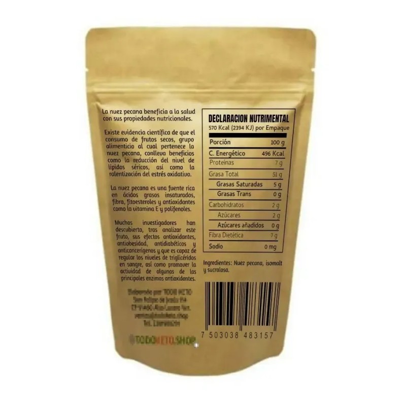 Palanqueta De Nuez Pecana Sin Azúcar Keto