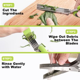 LUVCOSY 3 Packs Herb Scissors Set - 5 Blades Herb Scissors with Herb Stripping Tool, 2 Packs Herb Cutter Tools with Safe Cover, Cool Kitchen Gadgets for Cutting Fresh Garden Herbs