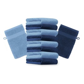 Wash Mitt Set 10 Pieces PREMIUM 100% cotton quality 470 gsm, colour dark blue and light blue