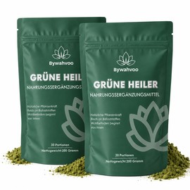 Green Detoxification Powder 200 g Superfood Powder, Barley Grass, Spirulina & Blueberries, Rich in Fibre & Micronutrients, Vegan - Daily Energy Helper (Pack of 2)