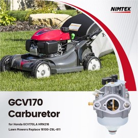 NIMTEK GCV170 Carburetor with Spark Plug Fuel Filter Fits Honda GCV170LA HRN216 Replace 16100-Z9L-811 Lawn Mowers