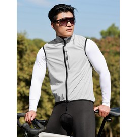 WOSAWE Reflective Cycling Vest with Chest Pocket Water-Repellent Lightweight Windproof Gilet for Running, Hiking, Sliver M