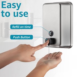 Commercial Wall Mounted Soap Dispenser - Stainless Steel Bathroom Wall Soap Dispenser - Anti-Leak Pump and Corrosion Resistant Hand Soap Dispenser,1100ML