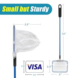 AQUANEAT Aquarium Fish Net, Small Fish Tank Cleaning Net, Food Wastes Skimmer for Small Ponds and Pools
