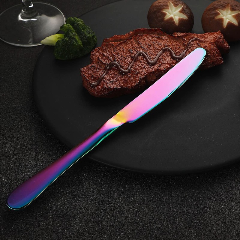 VANDBAO Rainbow Flatware Cutlery Silverware Set 20 Pieces, Stainless Steel