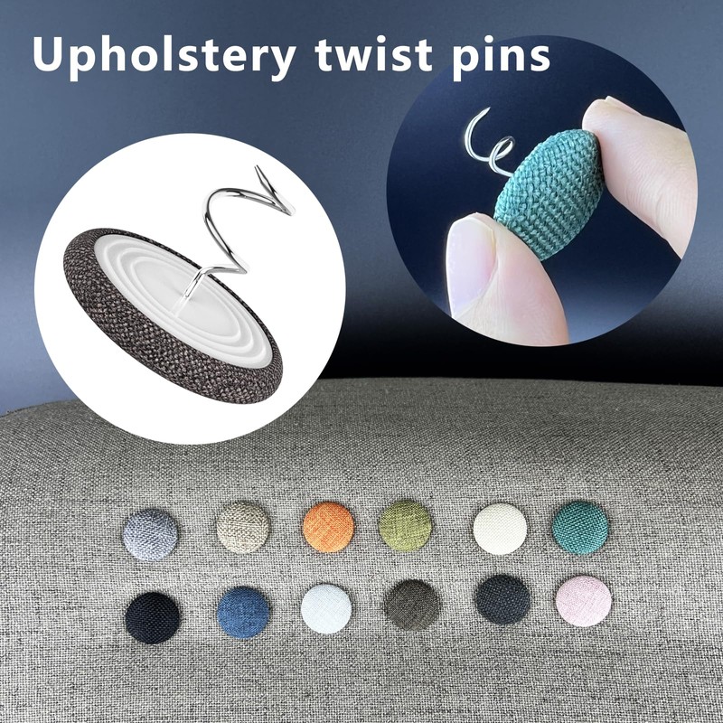 24 Pcs Upholstery Tacks Headliner Pins Fabric Covered Button Twist