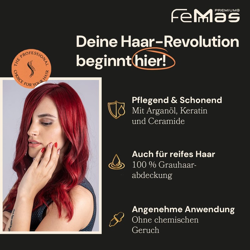 Femmas Hair Colour Cream, 100 ml Hair Colour with Argan