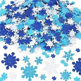 100 Pcs Glitter Snowflake Confetti Party Table Scatter Confetti Foam Stickers Self-Adhesive Winter Snowflake Stickers Decals for Christmas Party Decoration,DIY Craft