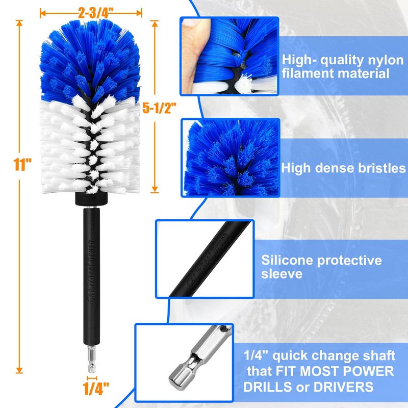 Wheel Brush Kit,Soft Drill Wheel Cleaner Brush, No Scratches Highly