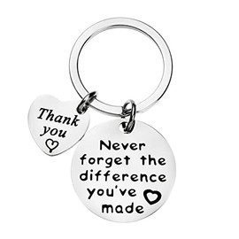 Coworker Leaving Retirement Keychain Gifts for Women Men Never Forget the Difference You've Made Key Ring for Colleague Co-worker Going Away Appreciation Gift