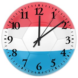 Silent Wall Clock Silent Non-Ticking Large Numbers Battery Operated Football Theme Luxembourg Rustic Wood Clocks Rugby Football Coaches Gifts Wall Decor for Washroom Kitchen Daycare 12 Inch