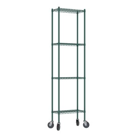QUIET BOOK Commercial NSF Listed Green Epoxy Mobile Wire Shelving Kit 12" x 24" x 92", with 4 Shelves Perfect for Warehouse, Walk-in Refrigerator, Freezer, Grocery Store, Restaurant, Dishroom