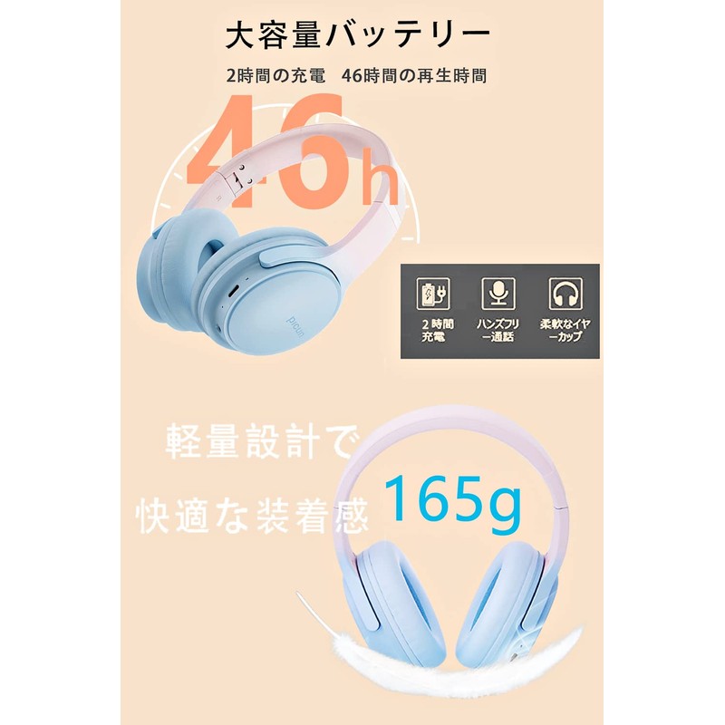 【Bluetooth 5.3 + HiFi】Wireless Headphones/Over-Ear Headphones Support 2 Devices Connected