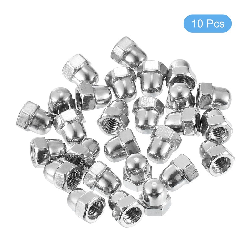 uxcell M6x1.0 Acorn Cap Nuts, 10Pcs 304 Stainless Steel Dome