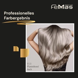 Femmas Hair Colour Set Platinum Blonde Ash 11.1 I Hair Colour Cream 100 ml + Oxycreme 100 ml 9% I Permanent Hair Colouration + Developer I Gentle & Long-Lasting I Salon Hair Colour for Home