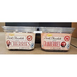 Choceur Dark Chocolate Covered Cherries & Cranberries (Two Containers)