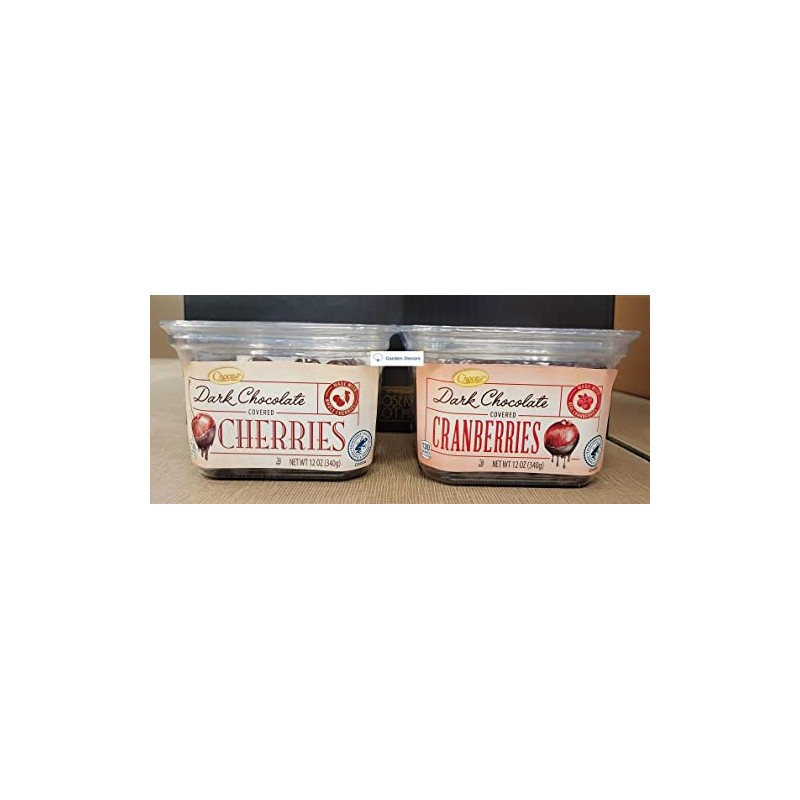 Choceur Dark Chocolate Covered Cherries & Cranberries (Two Containers)