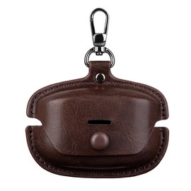 GIOPUEY Case Compatible with Sony WF-1000XM5, PU Leather Protective Case with Keychain Hook, Case Cover for Boys Girls Men Women - Brown