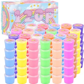 120 Pack Cloud Slime Kit, Mini Bulk Slimes for Kids, Soft and Non-Sticky, Rainbow Box, Slime Party Favors, Goodie Bag Stuffer,Classroom Exchange Prizes, Stress Relief Toys for Girls Boys