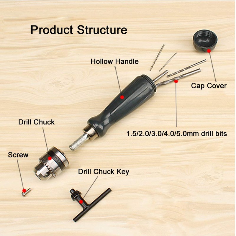 YAGSUW Hand Drill Bits Set 7 in 1 Manual Tool