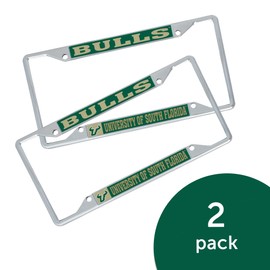 Desert Cactus University of South Florida Car Accessories Metal License Plate Frame for Front or Rear of Car (Mascot 2 Pack)