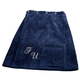 framsohn Fun Sauna Towel Men's Sauna Wrap/Sarong Embroidered Monogram or Uni, Farbe: jeans blau, 100 % Cotton, blue, mit Monogramm