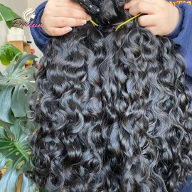Raw Unprocessed Cuticle Aligned Hair Natural Straight Wave Hair Extensions Raw Invisible Tape Hair Vendorstyle: burmese curly, color: Black, Stretched Length: 24"