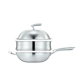 CONCORD x Duck House Premium Non-Stick 3 Ply Stainless Steel Wok w/ Lid Steamer