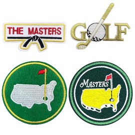 4 PCS Masters Patch Golf Iron On Patches Golf Patches Iron On Parches De Golf Masters Caddy Costume Embroidered Patch Backing for Embroidery Hats Backpacks Bags