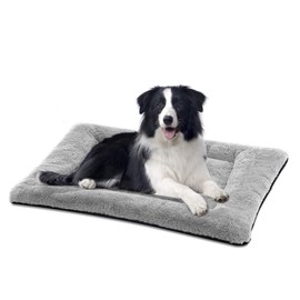 SIWA MARY Dog Bed Mat Soft Crate Pad Washable Anti-Slip Mattress for Large Medium Small Dogs and Cats Kennel Pad(35'' x 23'' Grey)