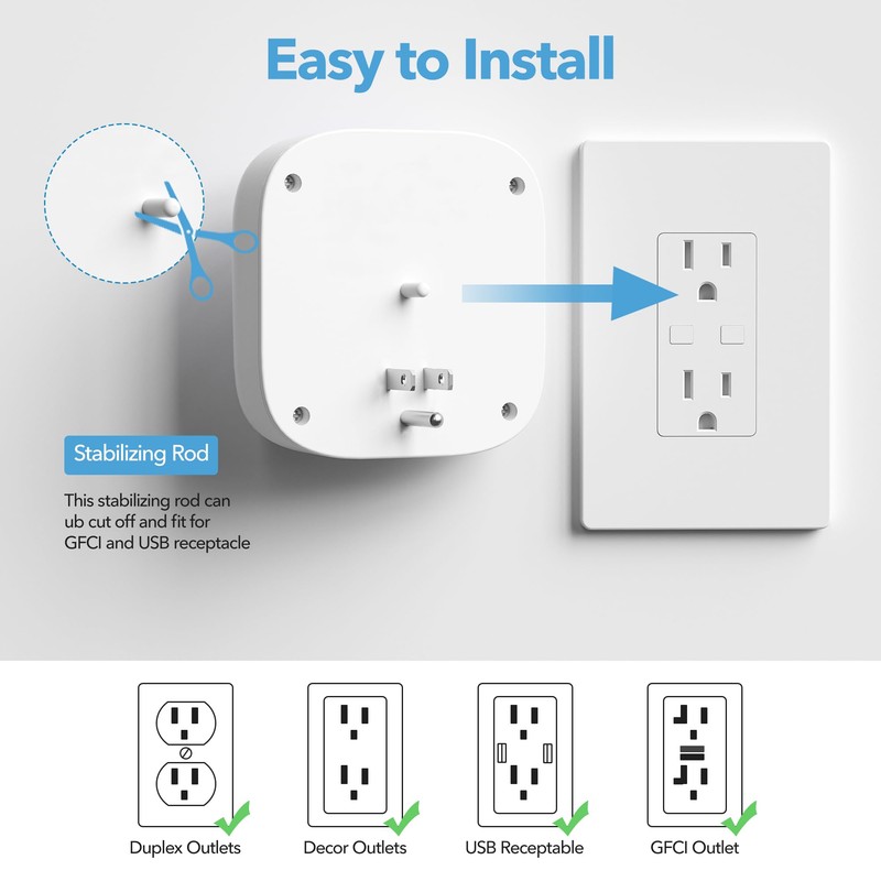 BN-LINK Multi Plug Outlet Extender 2 Pack, 3 Wall Outlets