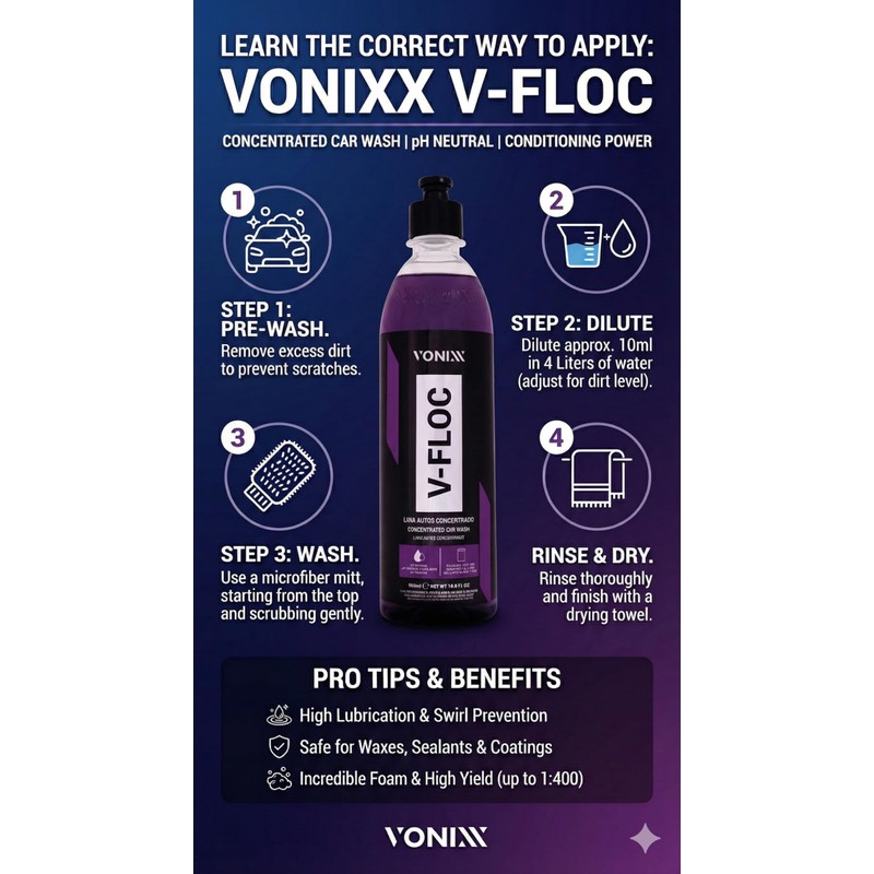 Vonixx V-Floc Concentrated Car Wash Soap - Ph-neutral - 1:400