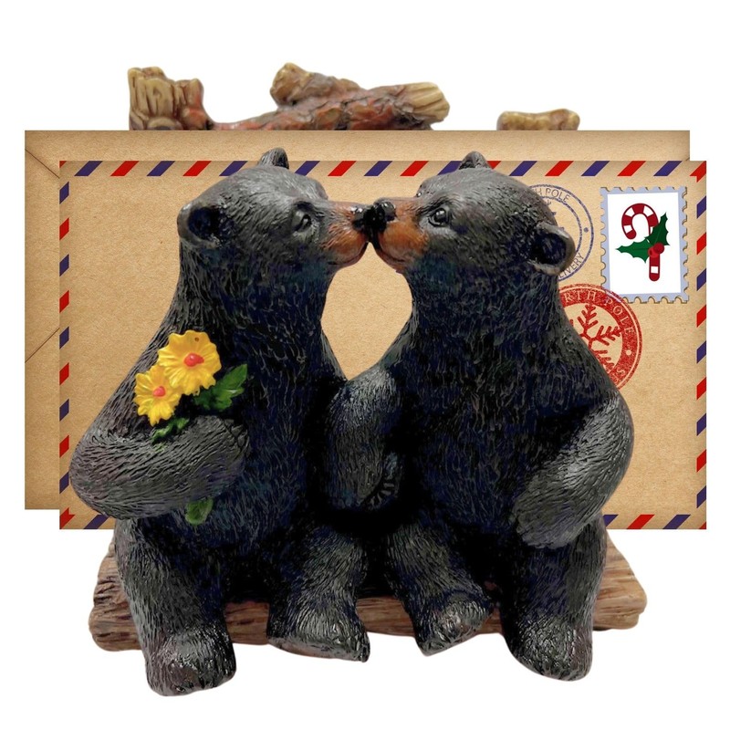Napkin Holder with Kissing Bears Cabin Rustic Style Dining Décor